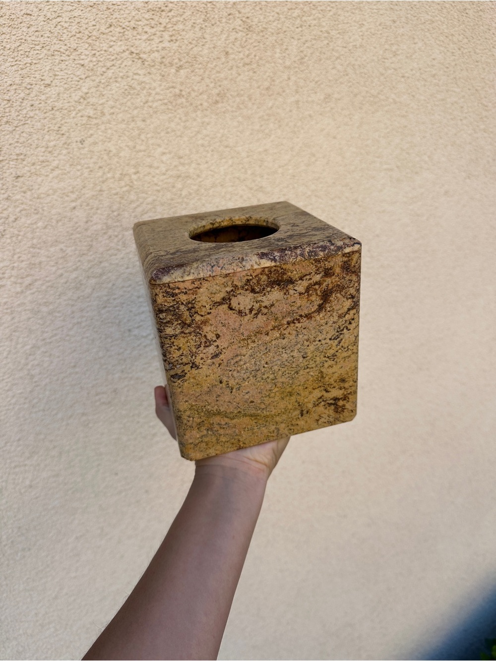 Luxury Heavy Marble Tissue Box Cover | Natural Stone | Postmodern Decor Brown